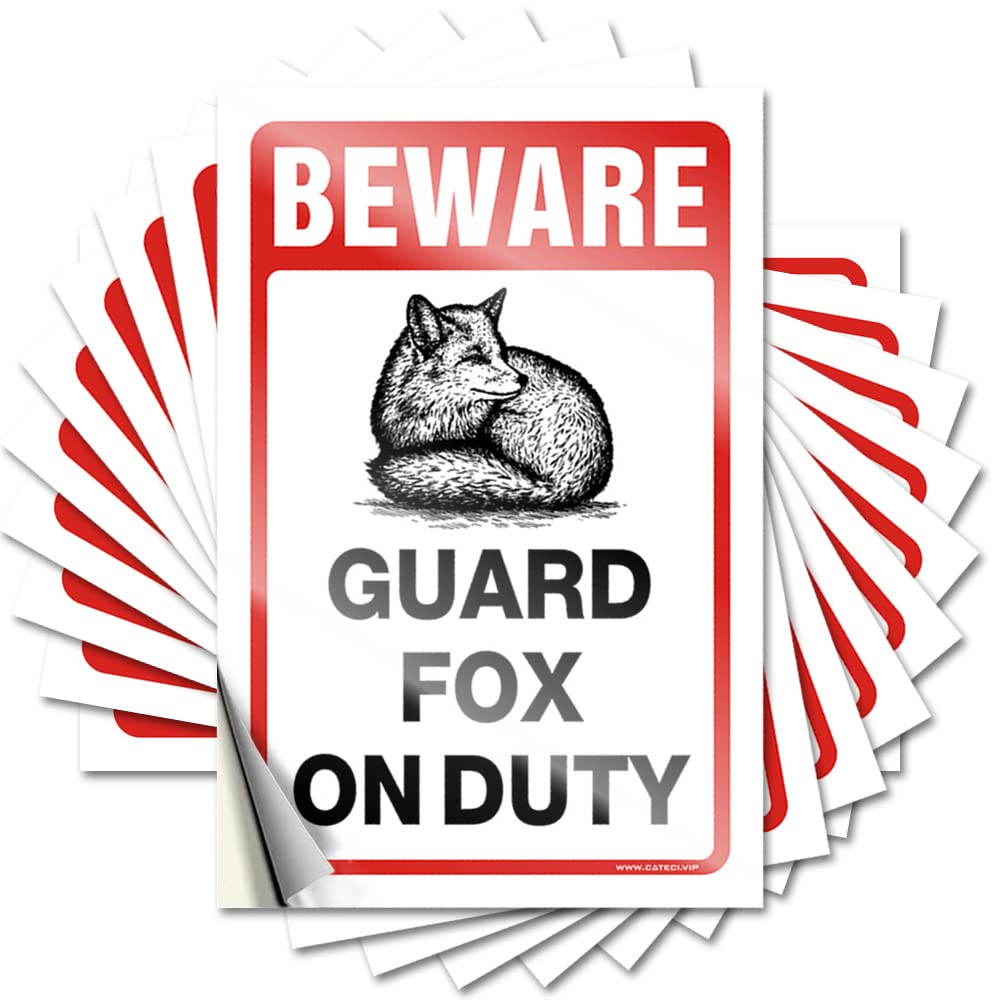Beware! Guard Cute Fox On Duty Camper Accessories for Outside Texas DIY | Optical Illusion Decal Hat Removable Vinyl Sticker Decal(8X12CM)