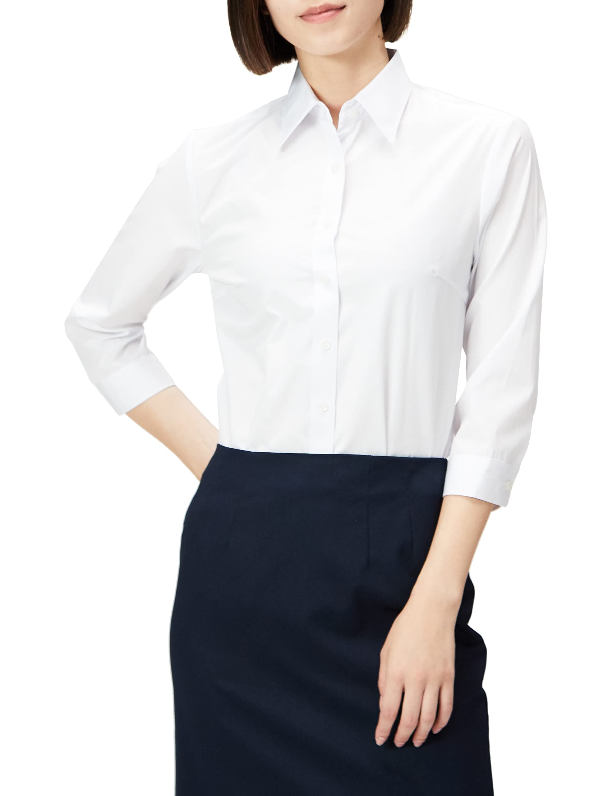 atelier365(アトリエサンロクゴ) レディースブラウス 生地密度upで透けにくい 開襟 長袖 ワイシャツ レディース