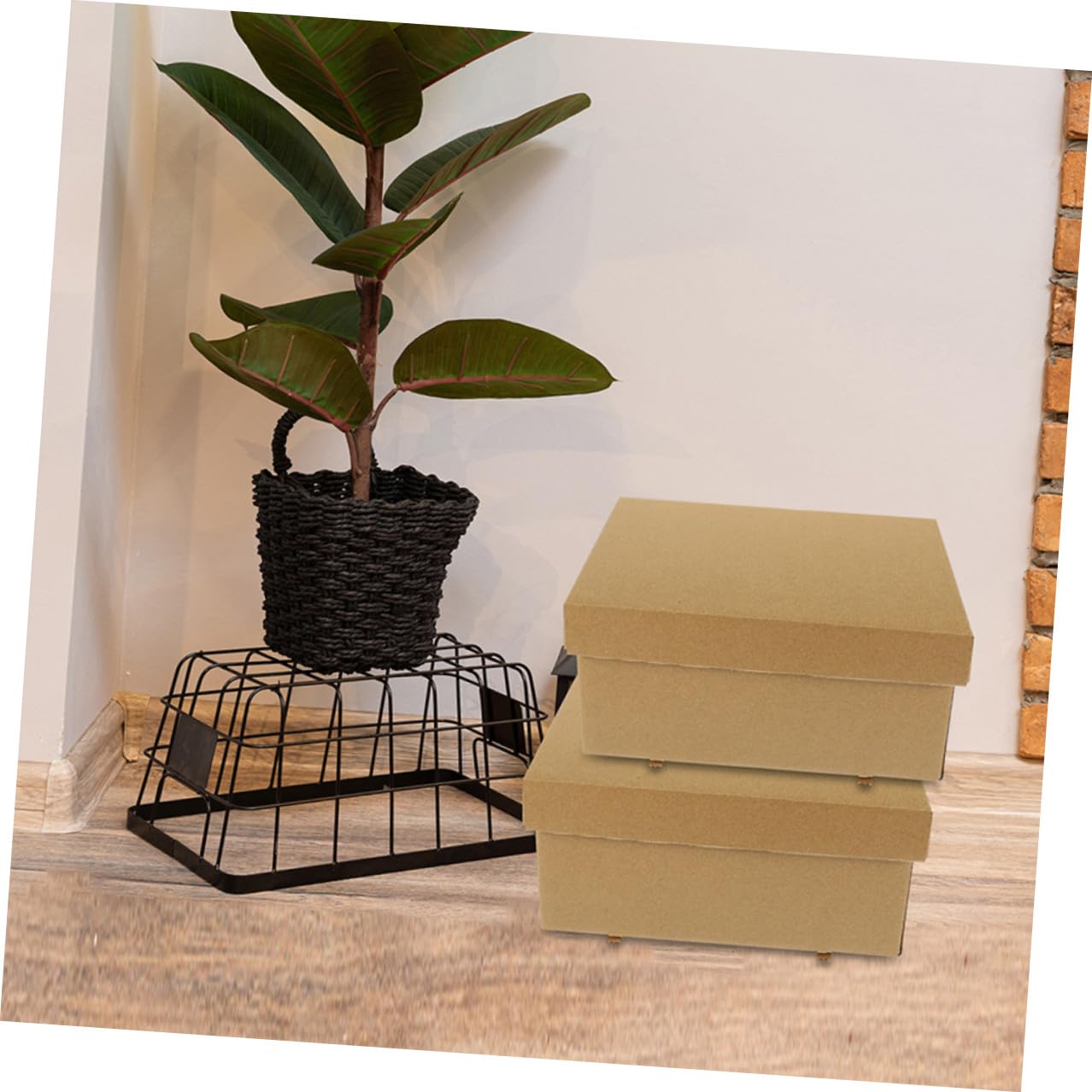 4 Pezzi Scatola Portaoggetti in Carta con Coperchio, Organizer Ufficio Documenti, Capacità Ottimale per Mantenere Ordine e Spazio Ordinato, Design Semplice e Resistente