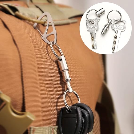CooBigo 3 Pack Quick Release Detachable Keychain Dual Pull Apart Key Chain Spring Split Snap Separate Double Key Ring Lock Valet Keys Flashlights DIY Crafts Accessories
