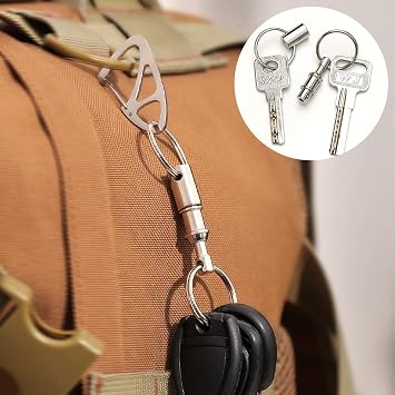 CooBigo 3 Pack Quick Release Detachable Keychain Dual Pull Apart Key Chain Spring Split Snap Separate Double Key Ring Lock Valet Keys Flashlights DIY Crafts Accessories