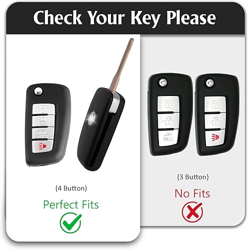Miniatura 2 de Funda protectora de TPU para llavero inteligente compatible con Nissan plegable Key X-Trail Juke F15 Rogue Qashqai J11 Tiida Murano Maxima 4 botones