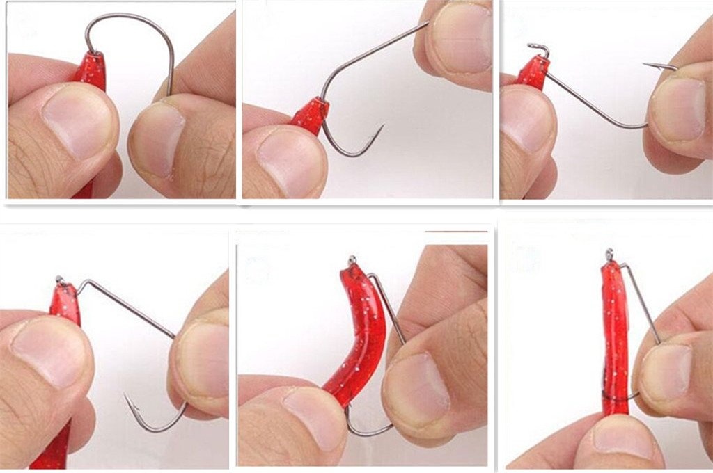 Toasis Wide Gap Offset Worm Hooks - 50 Pack, Sizes 1/0 To 5/0, Barbed Soft Lure Hooks