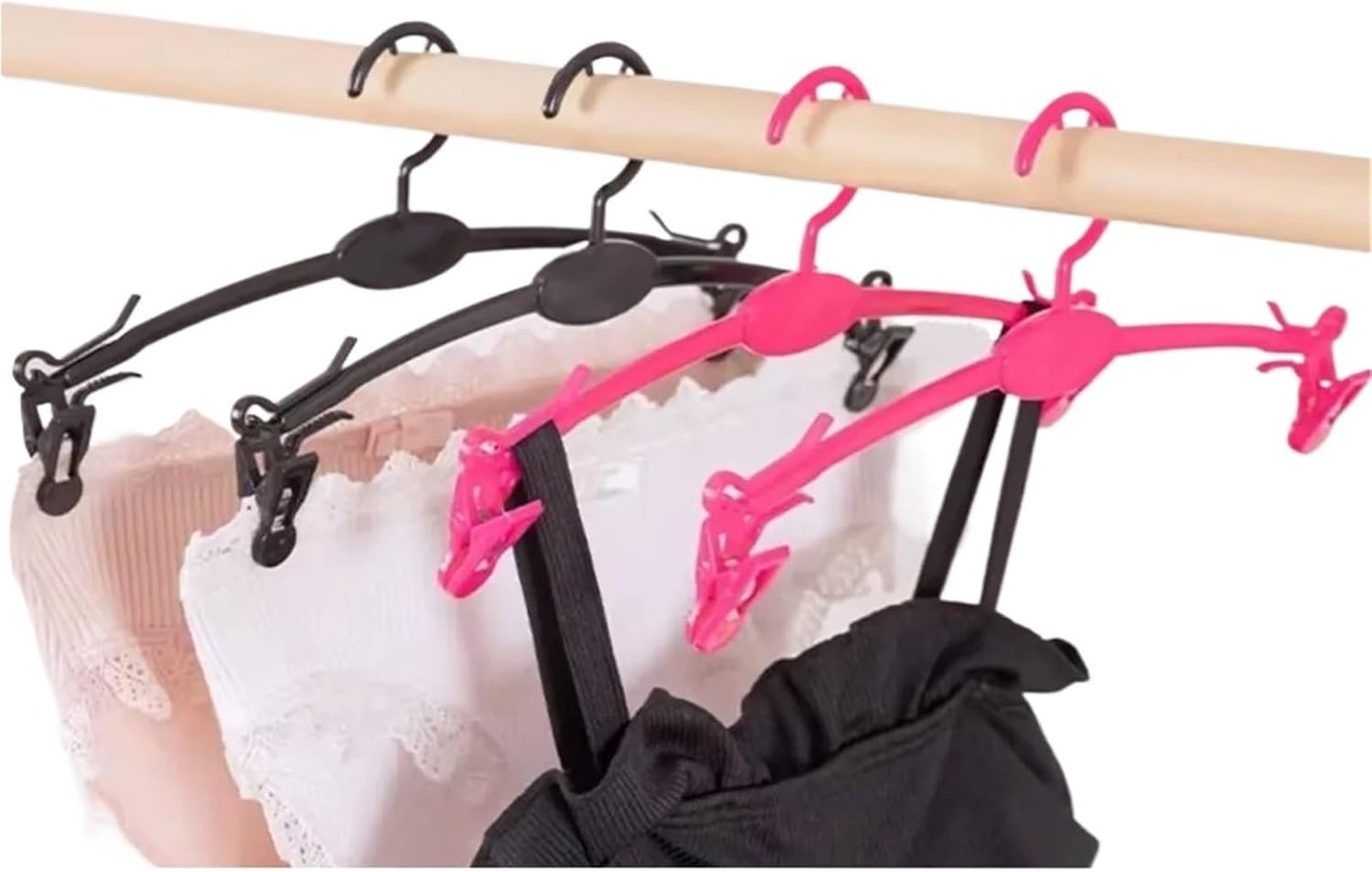 20Pcs Plastic Clip Underwear Violet Black Transparent Bra Frame Holder Rack Underpants Hanger Shop Store Coat Racks(C Rose red)