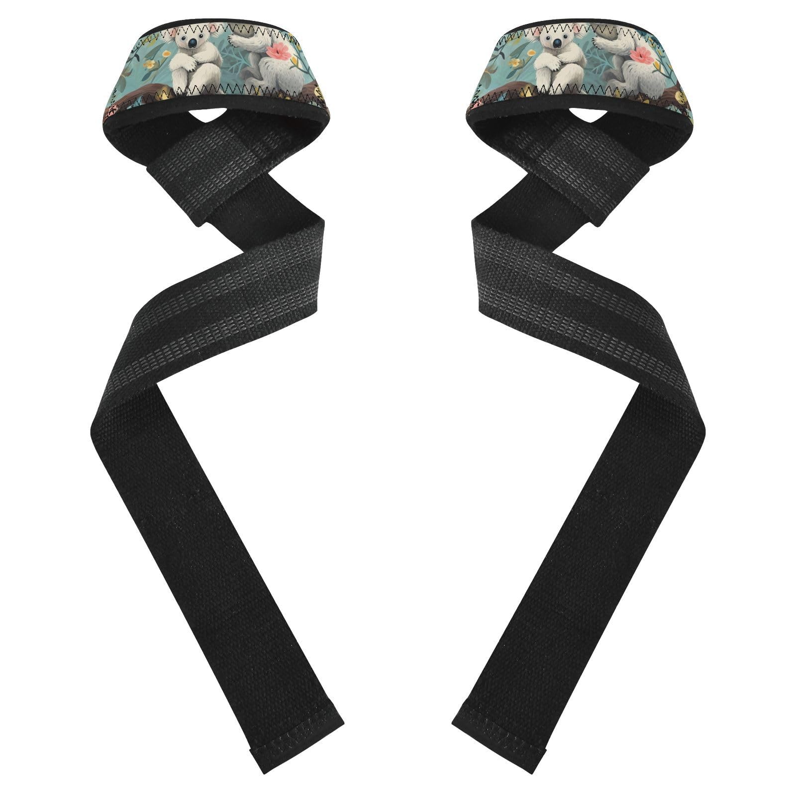 Nander Cute Koala Wrist Straps for Weightlifting,Lifting Straps with Neoprene Cushioned Wrist Padded and Anti-Skid Silicone for Strength Training,Bodybuilding,Deadlifting