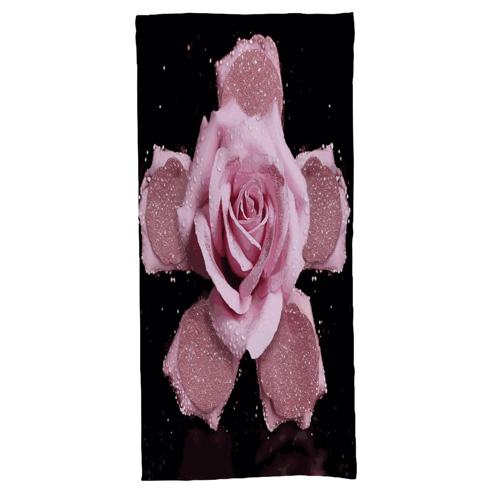 Fekiloot Men's Style Glitter Pink Rose Bath Towel Highly Absorbent,Beach Towels For Wo,Pool Towel Bathroom Essential For Beach,Gym,Travel, Camp
