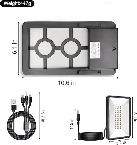 Miniatura 2 de Panel solar de 6 V 5 W con batería de litio recargable de 2400 mAh incorporada y luz LED, kit de cargador de batería solar con salida USB de 5 V