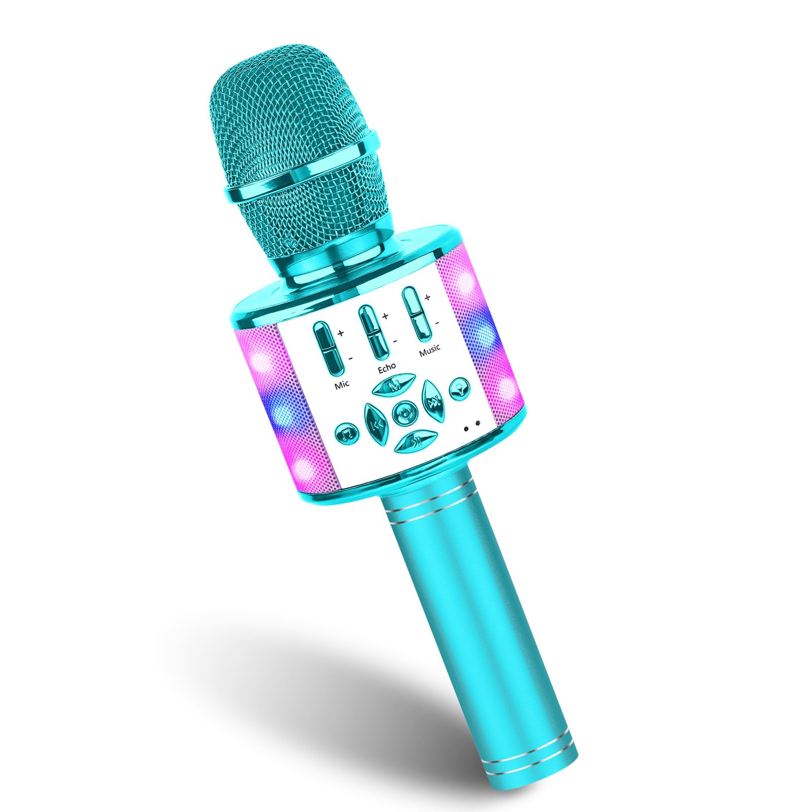 BONAOK Karaoke, microfono wireless per bambini, 4 in 1, microfono per karaoke, microfono per bambini per cantare senza fili per casa, feste, compatibile con Android (blu)
