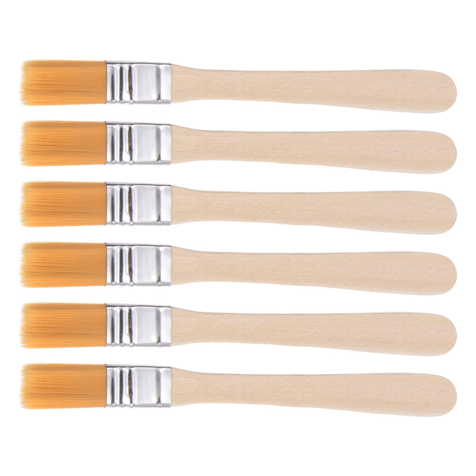 TA-VIGOR 6pcs 0.5 inch (12mm) Soft Bristle Paint Brushes, Nylon Bristle Paintbrush with Wood Handle for Touch Up, Wood, Cabinets, Fences, Edges and DIY Painting