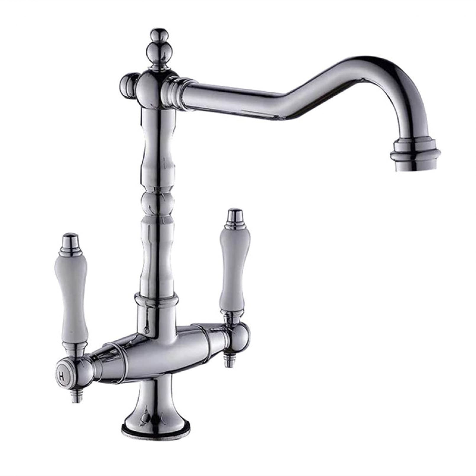 Robinet mitigeur de cuisine en laiton haut de gamme avec bec pivotant noir et or