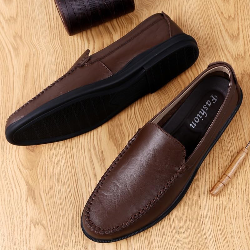 Men's Casual Slip-on Shoes Round Toe flat Heel Shoes Comfortable Breathable Rubber Shoes for Men