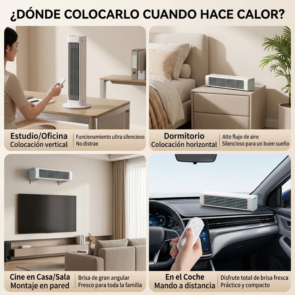 BreezaMax Aire Acondicionado Personal Portátil y Súper Silencioso, Enfriador de Aire Eficaz para Casa y Exterior: Ideal para Habitación, Cocina, Camping y Tienda de Campaña, Incluye Mando y Batería