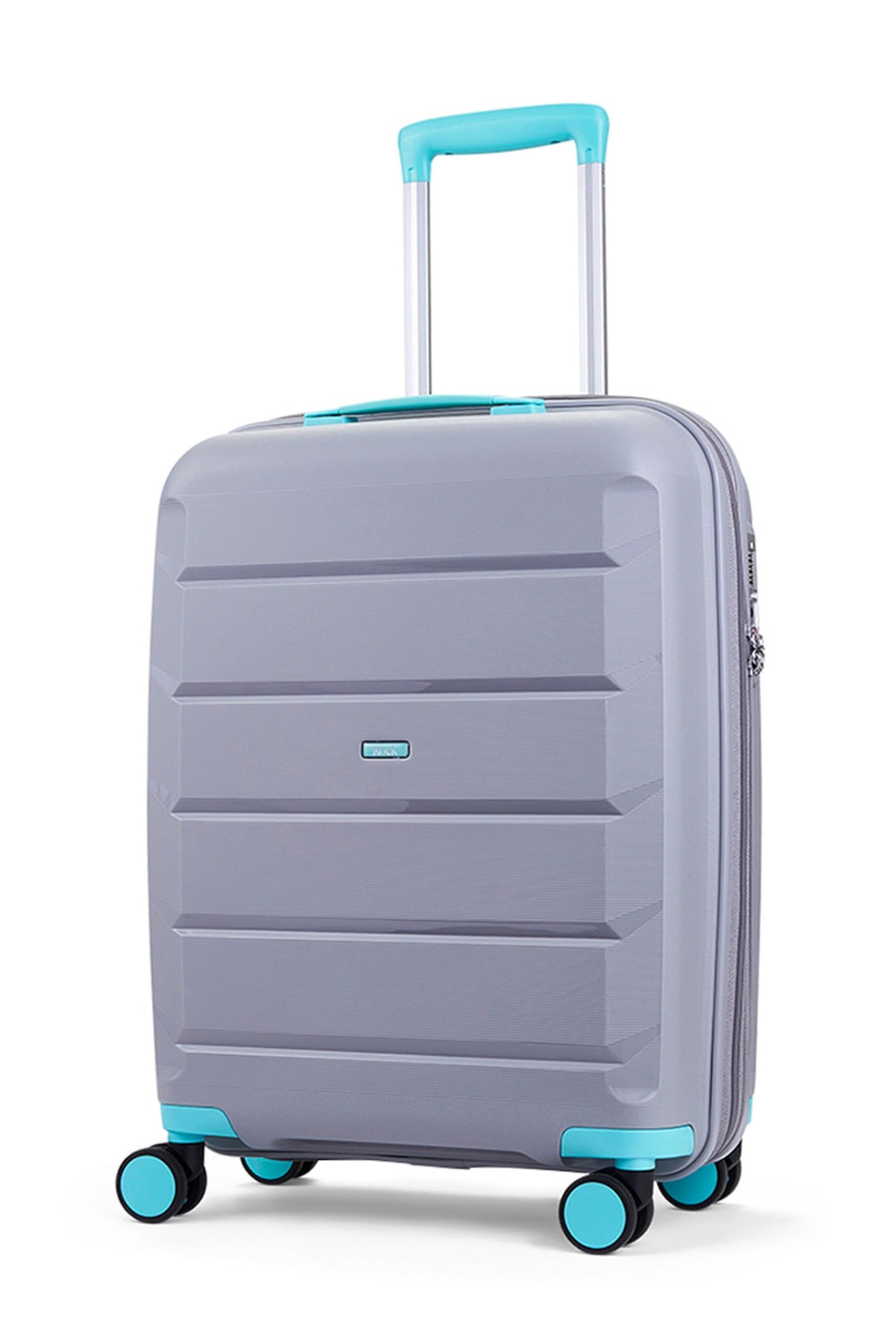 Rock Tulum Small Cabin Size Expandable Hardshell Suticase in Grey/Aqua