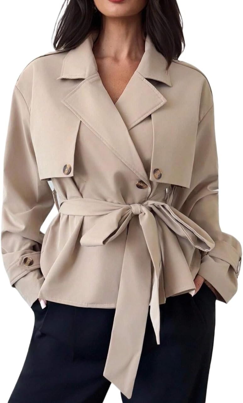 Womens Fashion Trench Outwear Trench Coat Jacket Coat