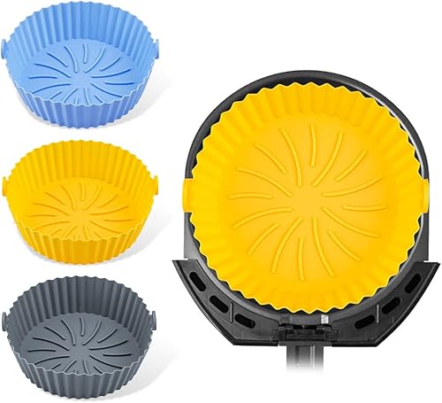 Ninge 3 Pcs Air Fryer Silicone Pot BowlAir Fryer Oven Accessories Heat Resistant Reusable Baking Cooking Oven Accessory Replacement Flammable