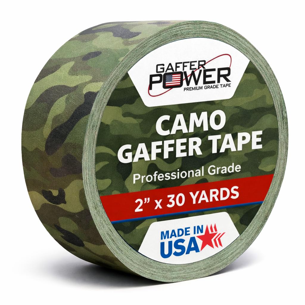 Gaffer Power Camouflage Tape, Premium Grade Gaffer Tape Muted Army Green Camo Tape - Made in The USA, 2 Inch X 25 Yards, Heavy Duty Gaffer's Tape, Non-Reflective, Water Resistant.