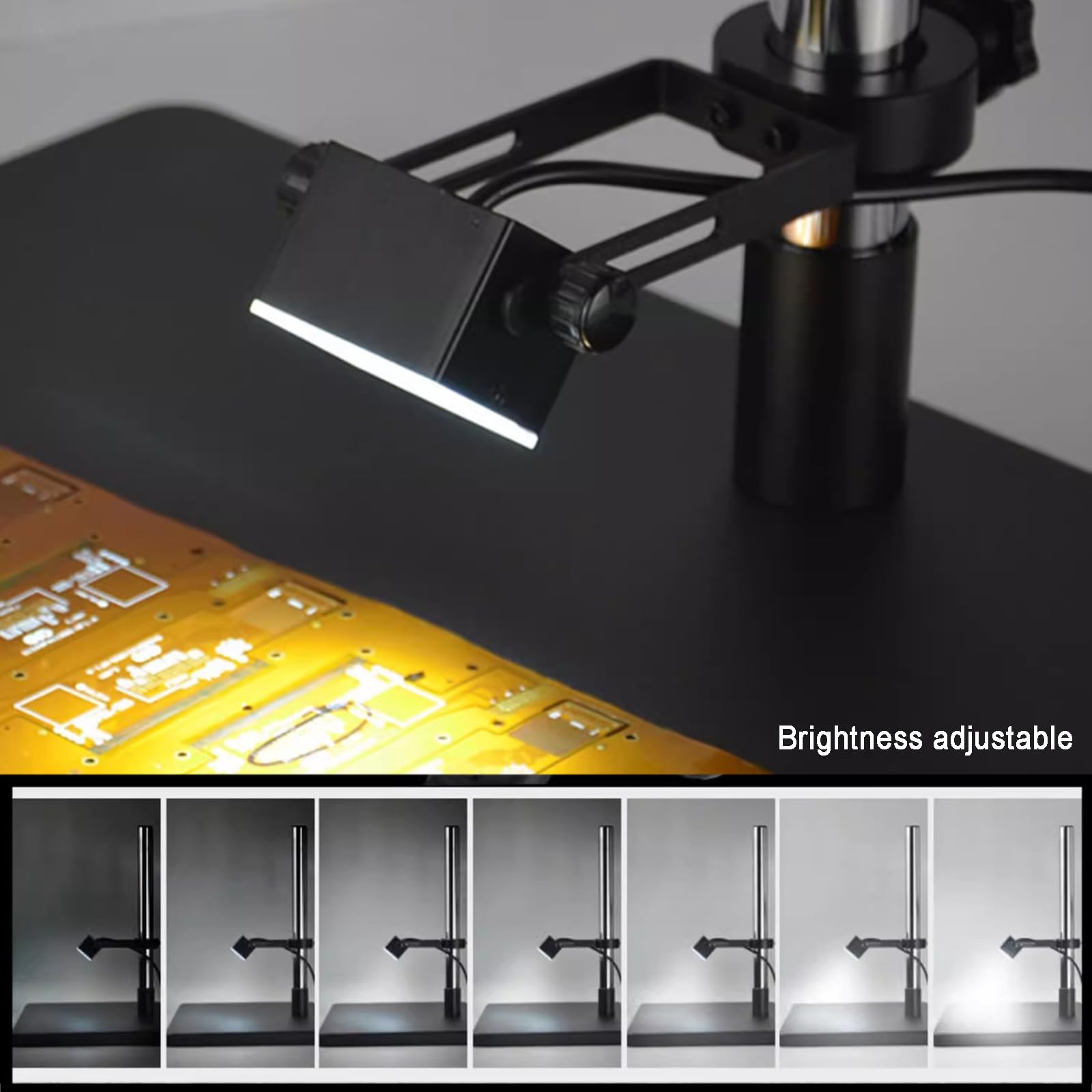 Fuente De Luz para Microscopio, Lámpara Iluminadora para Cámara Industrial, Brillo Ajustable, con 60 LED, Antideslumbrante, Herramientas De Reparación para Soldadura De Microscopio