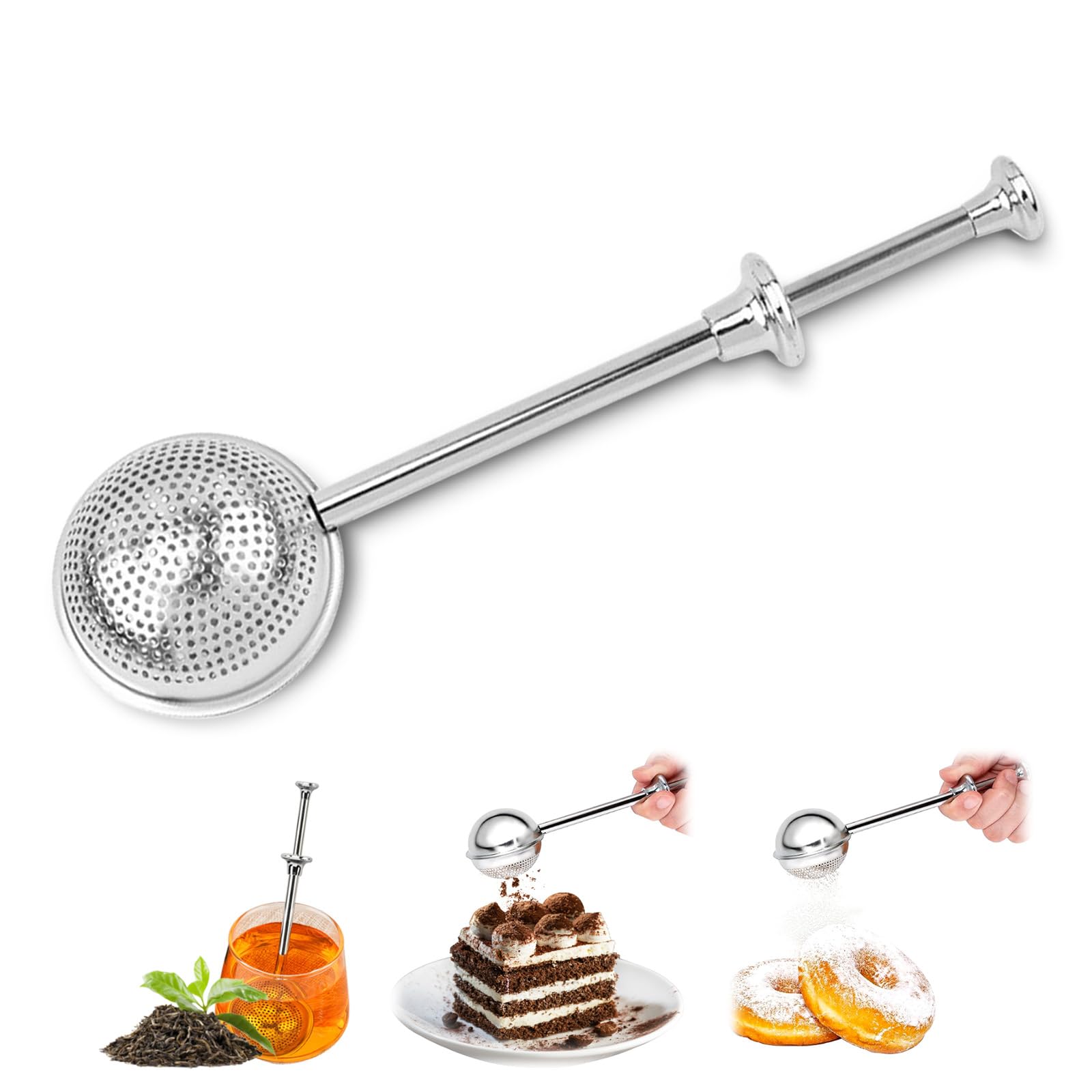 Baguette à Dépoussiérer, Plumeau à Farine Pour La Pâtisserie, Sucrier En Poudre En Acier Inoxydable, Tamis à Farine, Poudre De Cuisson, Tamis Pour Sucre, Farine Et