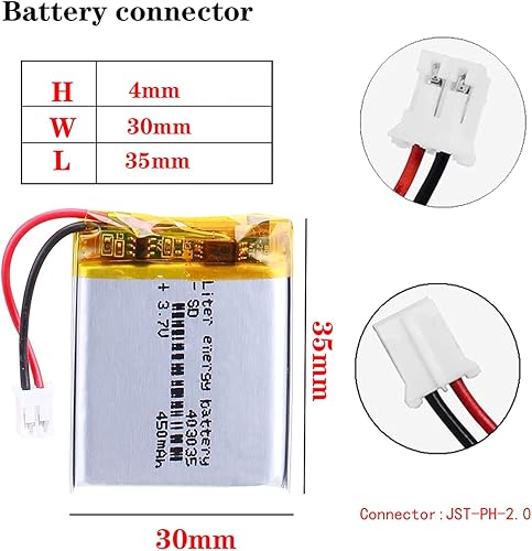 Miniatura 5 de Liter energybattery Batería recargable del polímero de iones de litio de la batería 403035 del polímero de litio de la batería 450mAh de 3.7V Lipo