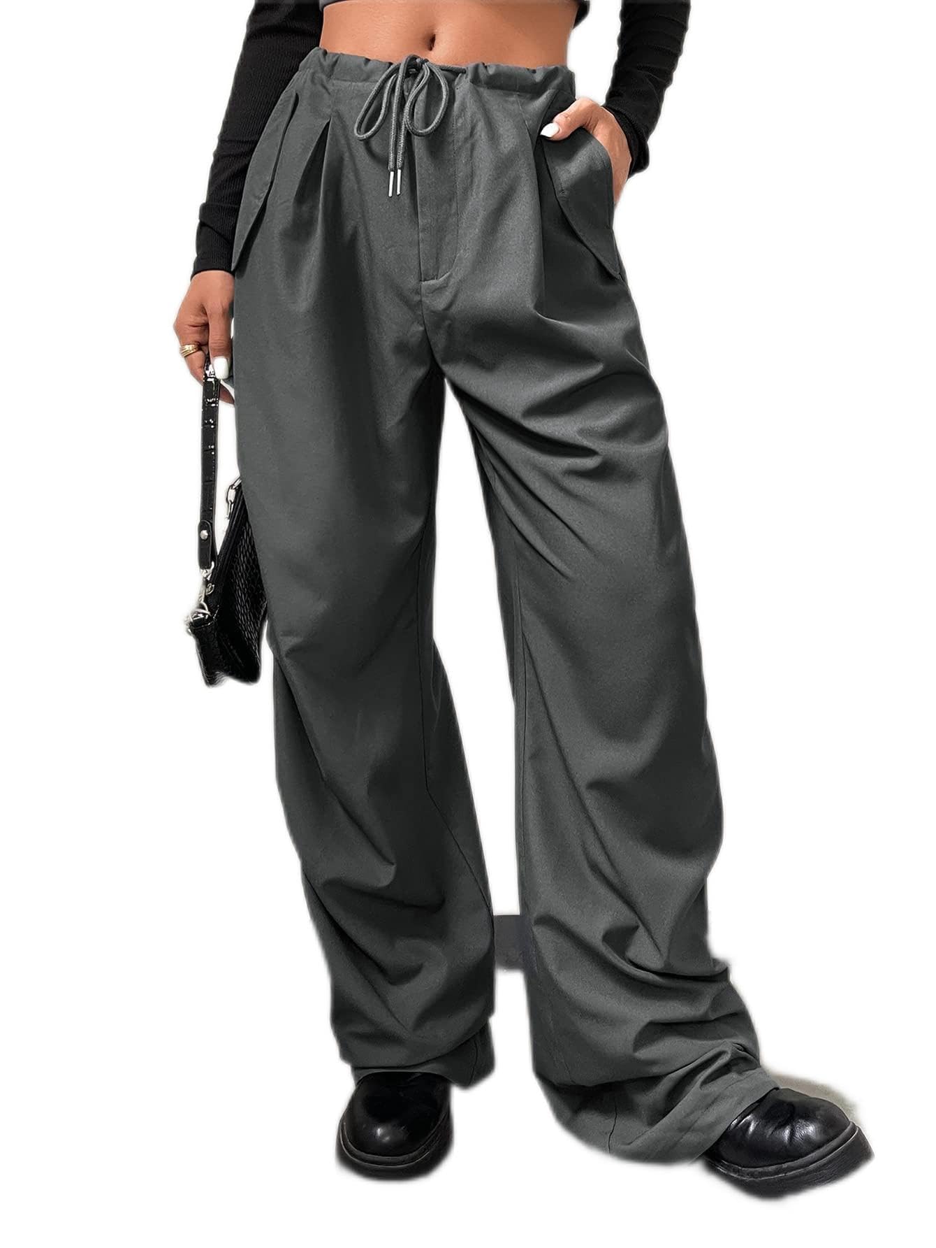 SEIBES Womens Pants Slant Pocket Drawstring Waist Pants Pant for Women