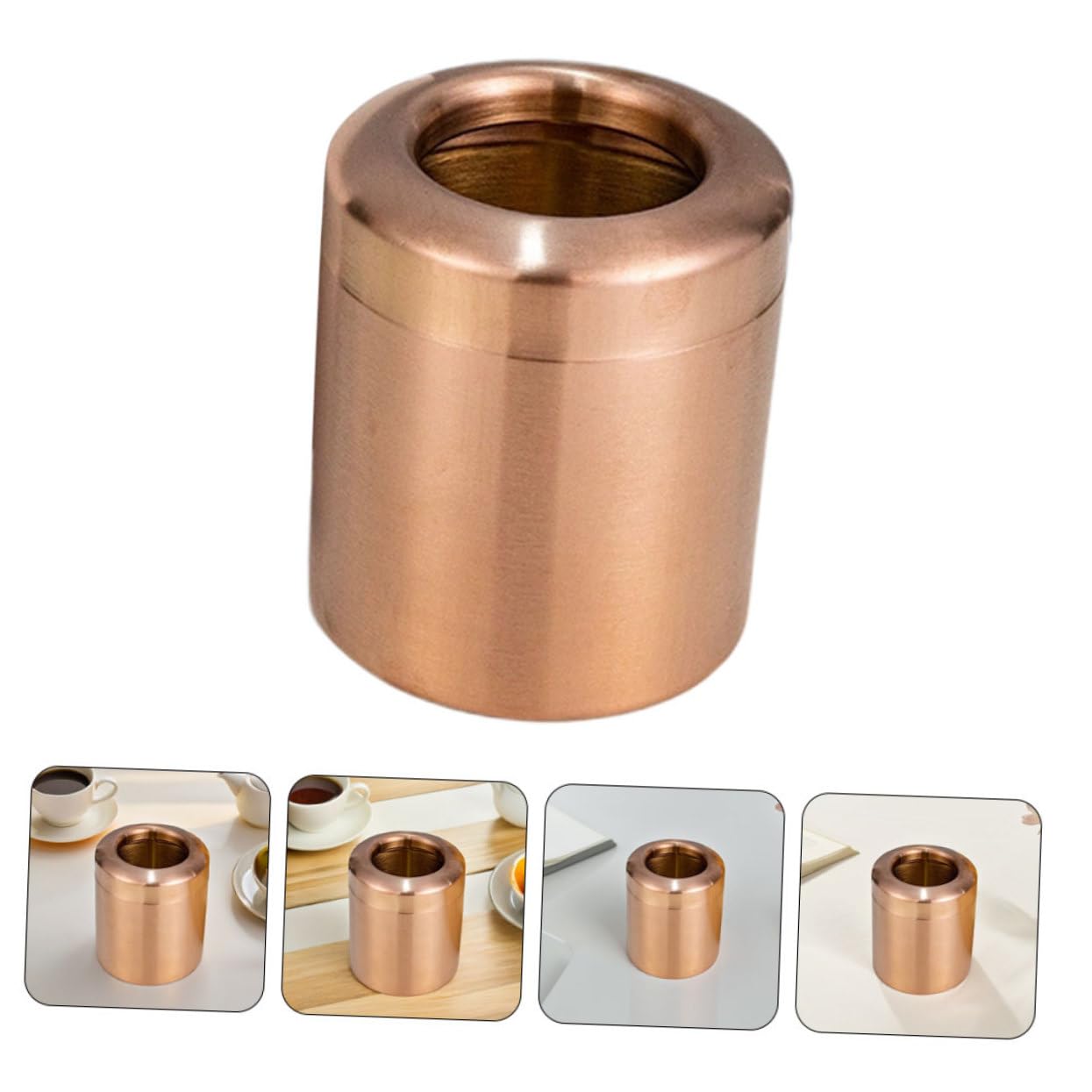 Sosoport Table Top Trash Can: Mini Stainless Steel Countertop Garbage Bin Modern Tiny Waste Basket for Office Desk Makeup Vanity Tabletop Coffee Table Bronze