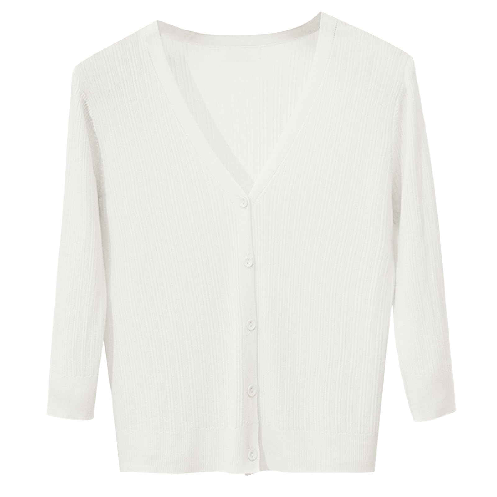 Cardigan Donna Morbido Tinta Unita Maglione Corto a Maniche a 3/4 Comodo | Tessuto morbido e piacevole sulla pelle, comfort quotidiano, vestibilità comoda, ideale per casa ufficio e tempo libero