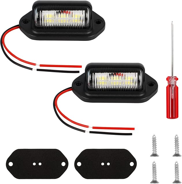 Chudian 2 Pieces LED Number Plate Lamp, 12V/24V License Number Plate Light Waterproof Rear License Plate Light Universal Car Led Number Plate Light for Trailer Truck