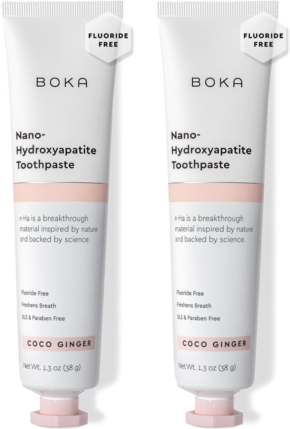 Boka Fluoride Free Toothpaste, Nano Hydroxyapatite Toothpaste, Appropriate for Sensitive Teeth - for Adult Oral Care - Coco Ginger Flavor, 1.3 Fl Oz 2Pk US Manufactured