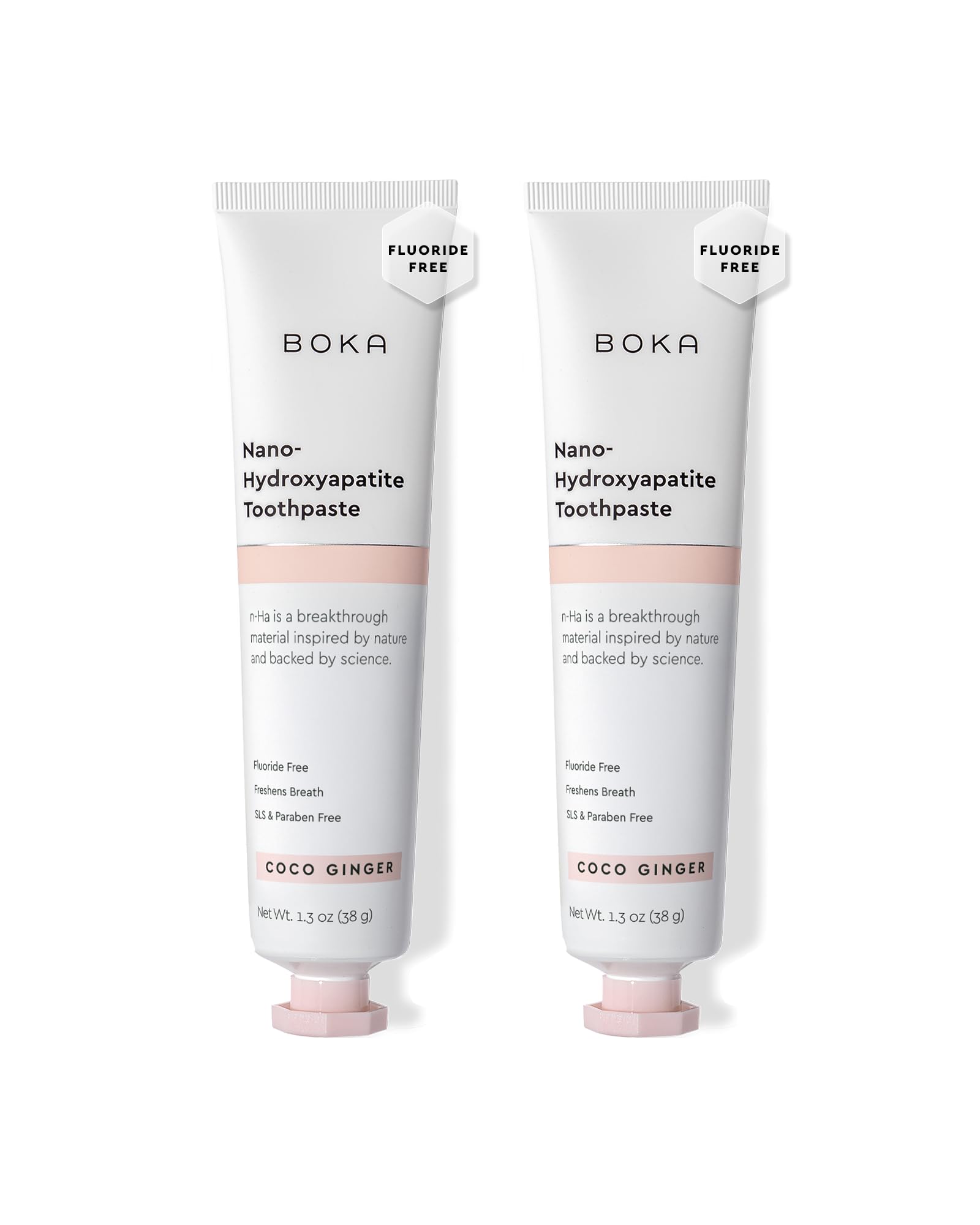 Boka Fluoride Free Toothpaste, Nano Hydroxyapatite Toothpaste, Appropriate for Sensitive Teeth - for Adult, Kids Oral Care - Coco Ginger Flavor, 1.3 Fl Oz 2Pk US Manufactured