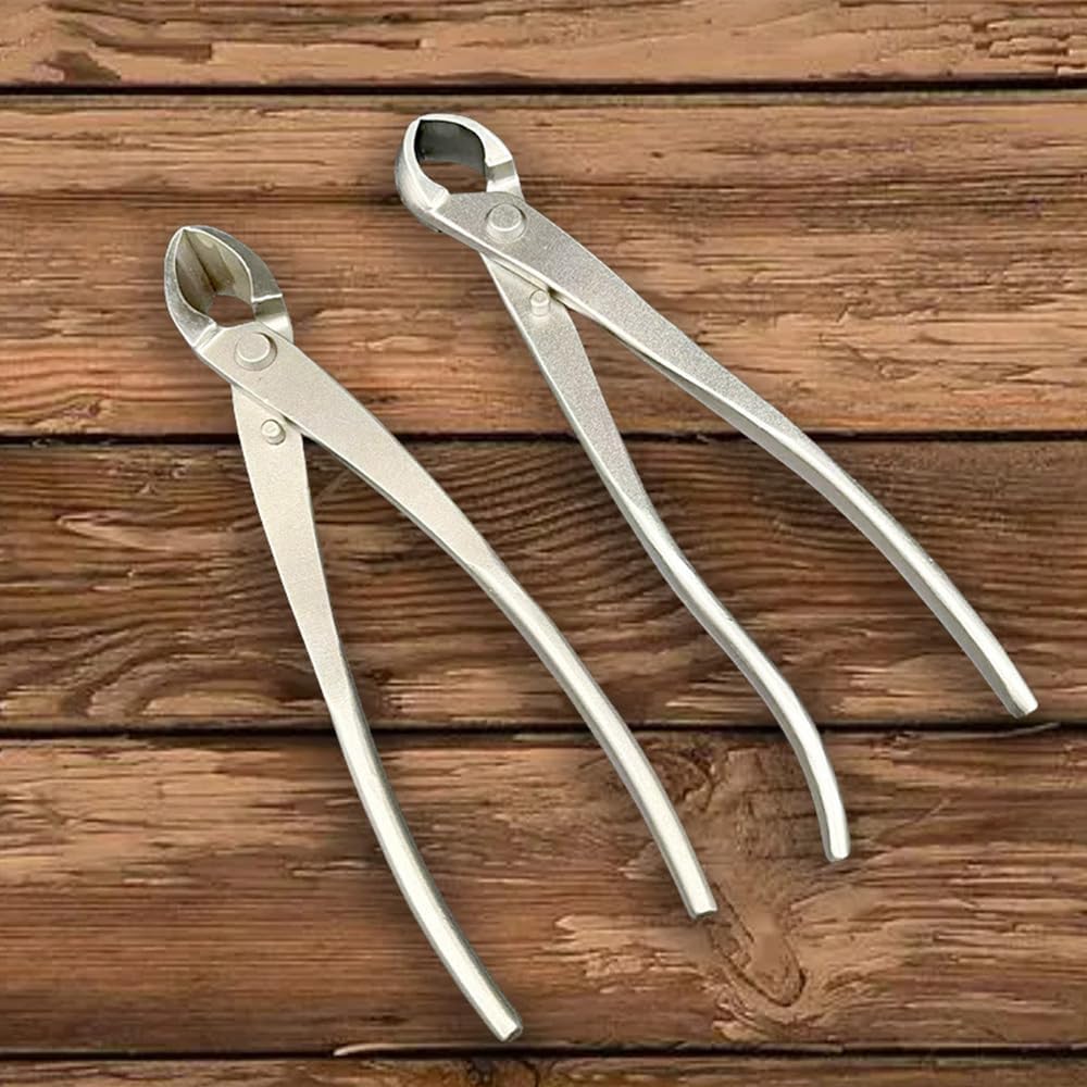 Bonsai Cutter, 210mm Spherical Round and Slanted Mouth Pliers, Multifunctional Steel Scissors Gardening Tools for Branch Concave Pruning Shears (Round Mouth-1 Pack+Slanted Mouth-1 Pack)