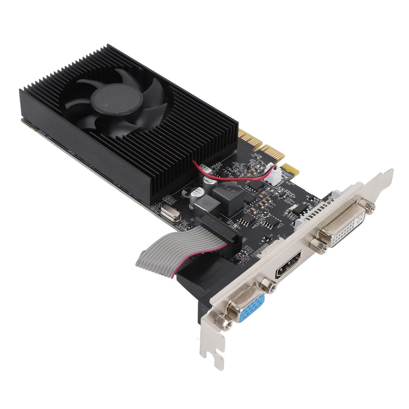 Tosuny Karta Graficzna do Komputera PC 2 GB DDR3 PCI Express 3.0 X16 Gamingowa Karta Graficzna, 128-bitowa Obsługa Dwóch Wyświetlaczy Interfejs Multimedialny VGA DVI HD, z Cichym