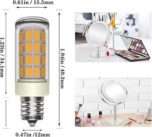Miniatura 2 de Paquete de 3 bombillas LED de repuesto para espejo de maquillaje cosmético con aumento iluminado de doble cara, equivalente a una bombilla