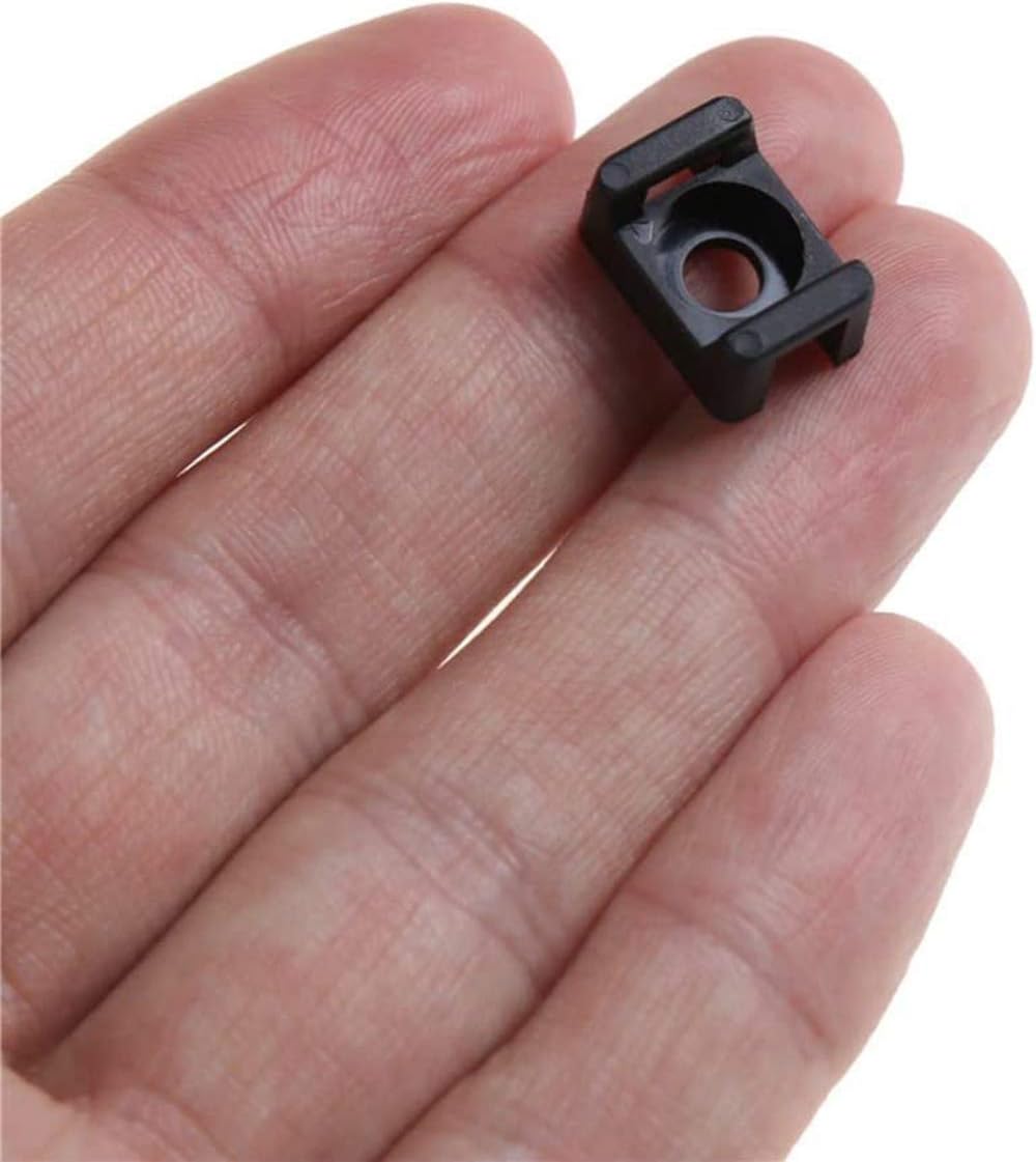 AKOAK 100 Pack Black Plastic Wire Buddle Cable Tie Mount Saddle Holder Cable Mount Saddle Base (Hole Dia 6mm)