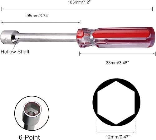 Miniatura 2 de Utoolmart Tuerca hexagonal con mango antideslizante, destornillador hexagonal (0.472 in)