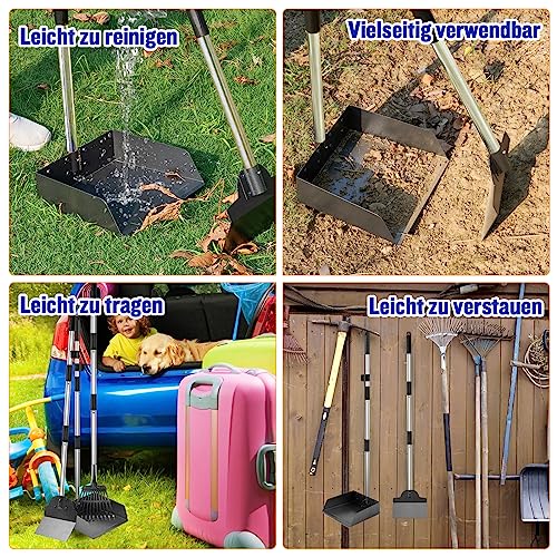 Snagle Paw Hundekotschaufel, 3 Stück Dog Poop Scooper Hundekotschaufel und Harke Metall Rechen Kehrschaufel für große mittlere kleine Hunde mit Lange verstellbare Griff Rake Waste Removal