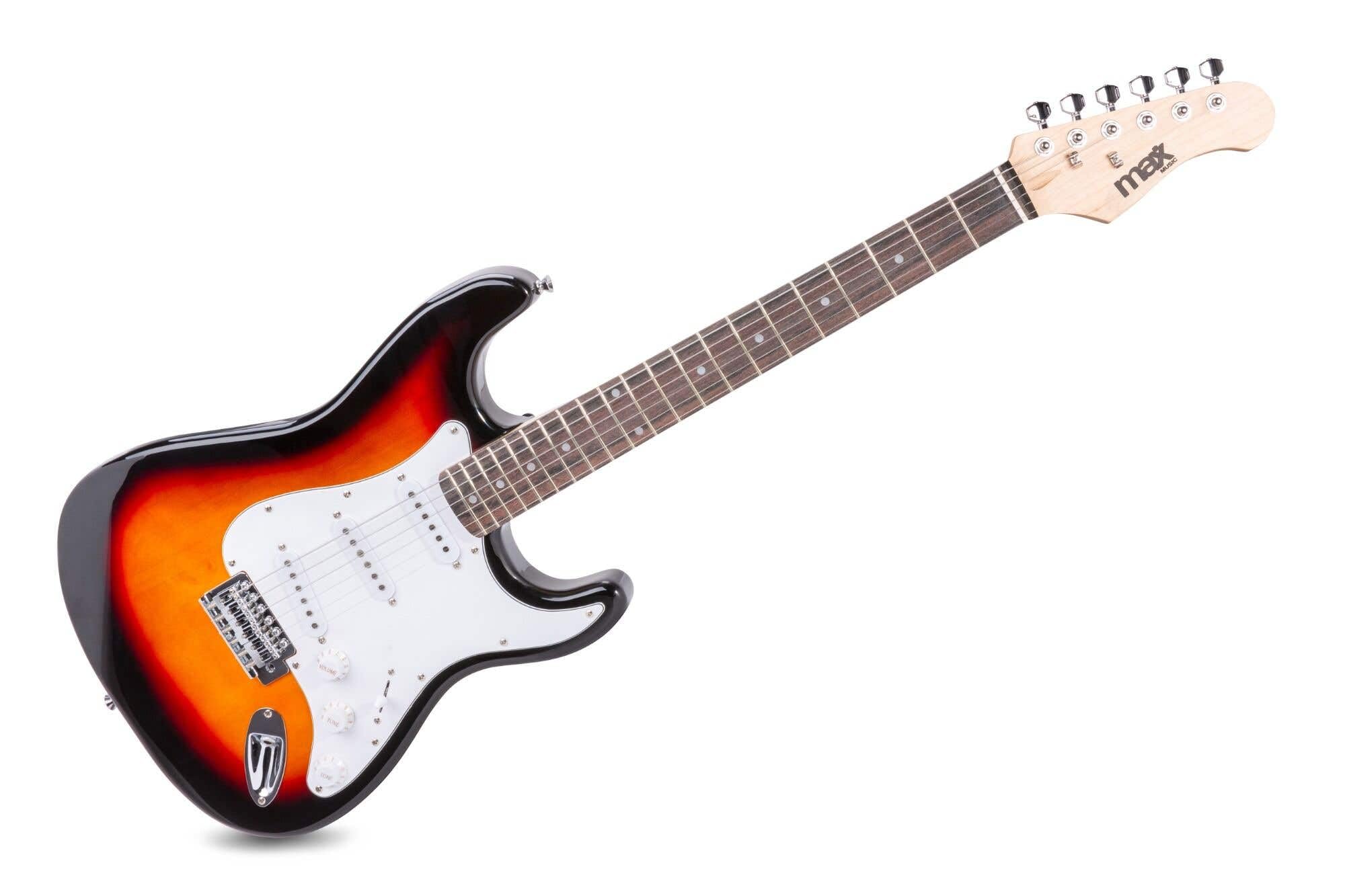 MAX GigKit Set de Guitare Électrique avec Support de Guitare - Sunburst, un Kit Idéal pour Débuter la Guitare