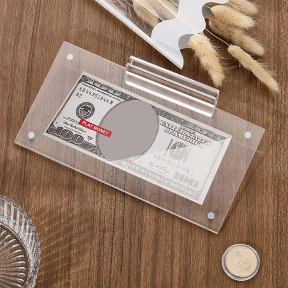 Espositore Magnetico Per Banconote In Acrilico Trasparente - 19,5x9,5x2cm - Vetrina Per Soldi, Foto, Francobolli