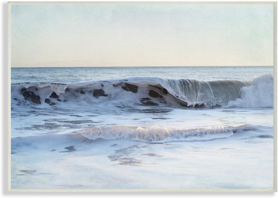 'Coastal Evening Beach Cresting Wave Photograph'| Wall Plaque Art | Stupell Industries | 19 x 13 Inches, Easy to Hang and Sturdy, Made in USA, by Elizabeth Erquhart
