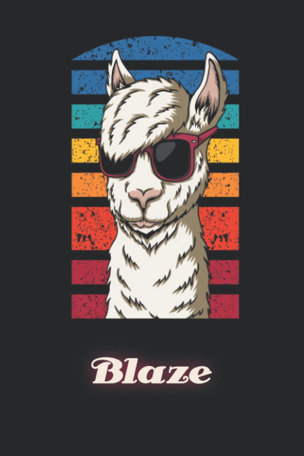 Retro Llama Blaze: Llama Journal for Boys Men - Personalized Custom Name Journal for Boys Happy Birthday Gift Cool Llama with Glasses, 6x9 Blank Lined Notebook Notes Diaries