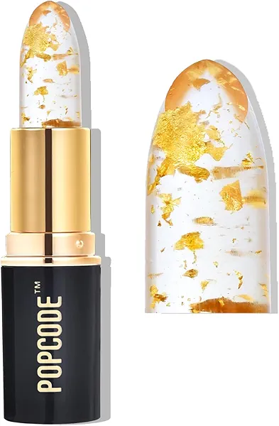 Color Changing Lipstick for Women - Moisturizing & Long Lasting pH Lip Gloss, Clear Color Changing Lip Gloss with 24K Gold Flakes, Golden Glow