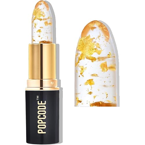 Color Changing Lipstick with 24K Gold Flakes - Moisturizing & Long Lasting pH Lip Balm, Hydrate & Nourish Lip While Leaving Sheer Pink Tint, Golden Glow