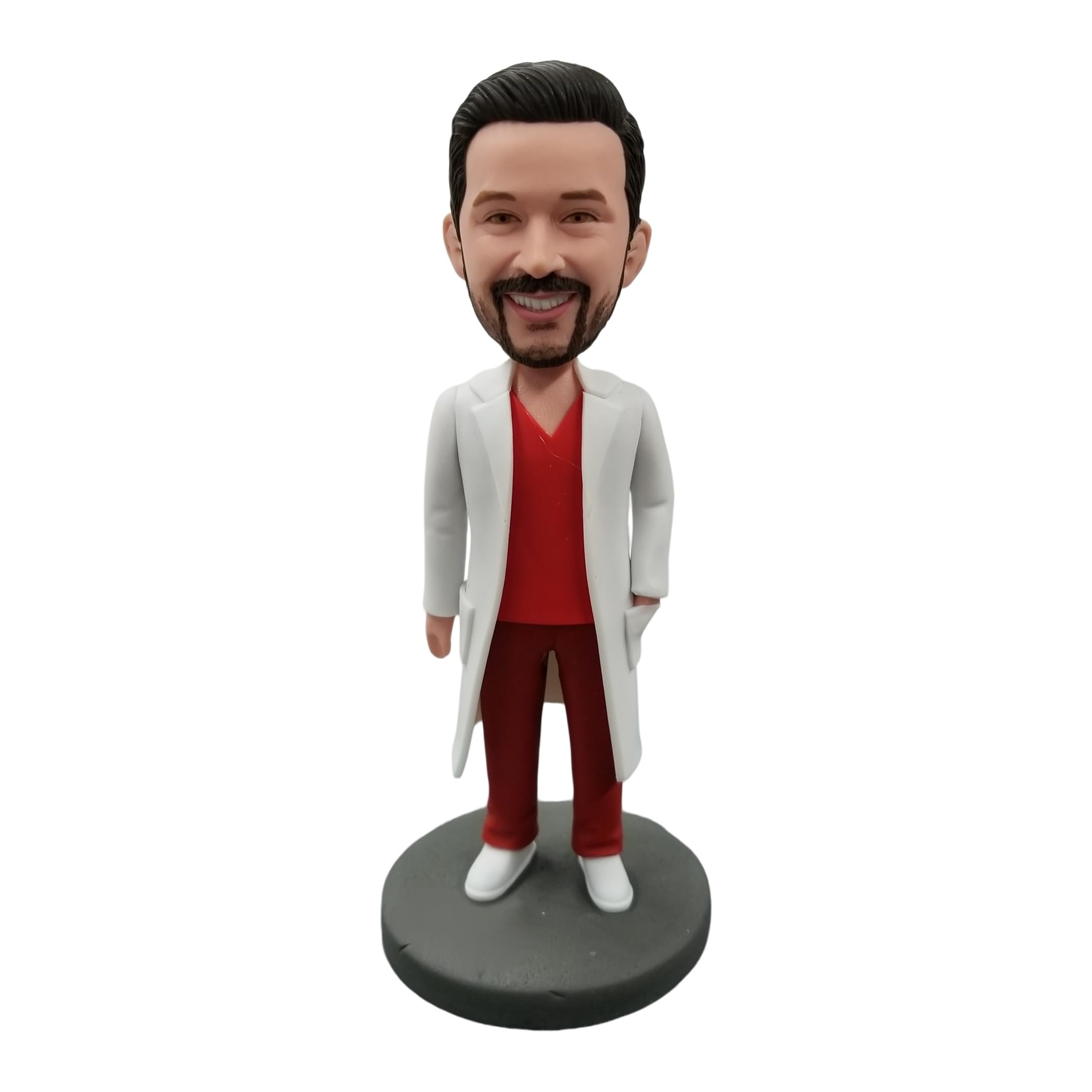 Statuetta Bobblehead 3D personalizzata dalla foto, Bobbleheads per dottore maschio in camice di laboratorio, statuetta personalizzata per medici, regalo decorativo da scrivania per medici