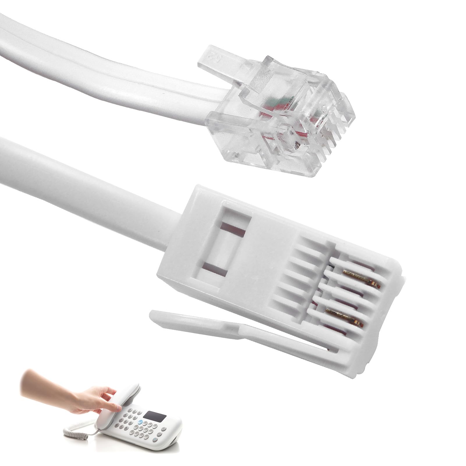 Cable Telefónico BT A RJ11 Macho - 3 Metros, Para Teléfono Fijo Británico O Módem