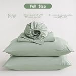 JSD Sage Green Sheet Set Full Size, 4 Piece Microfiber Sheets with Side Pocket Corner Straps, Extra Deep Pocket Oeko Tex Certified