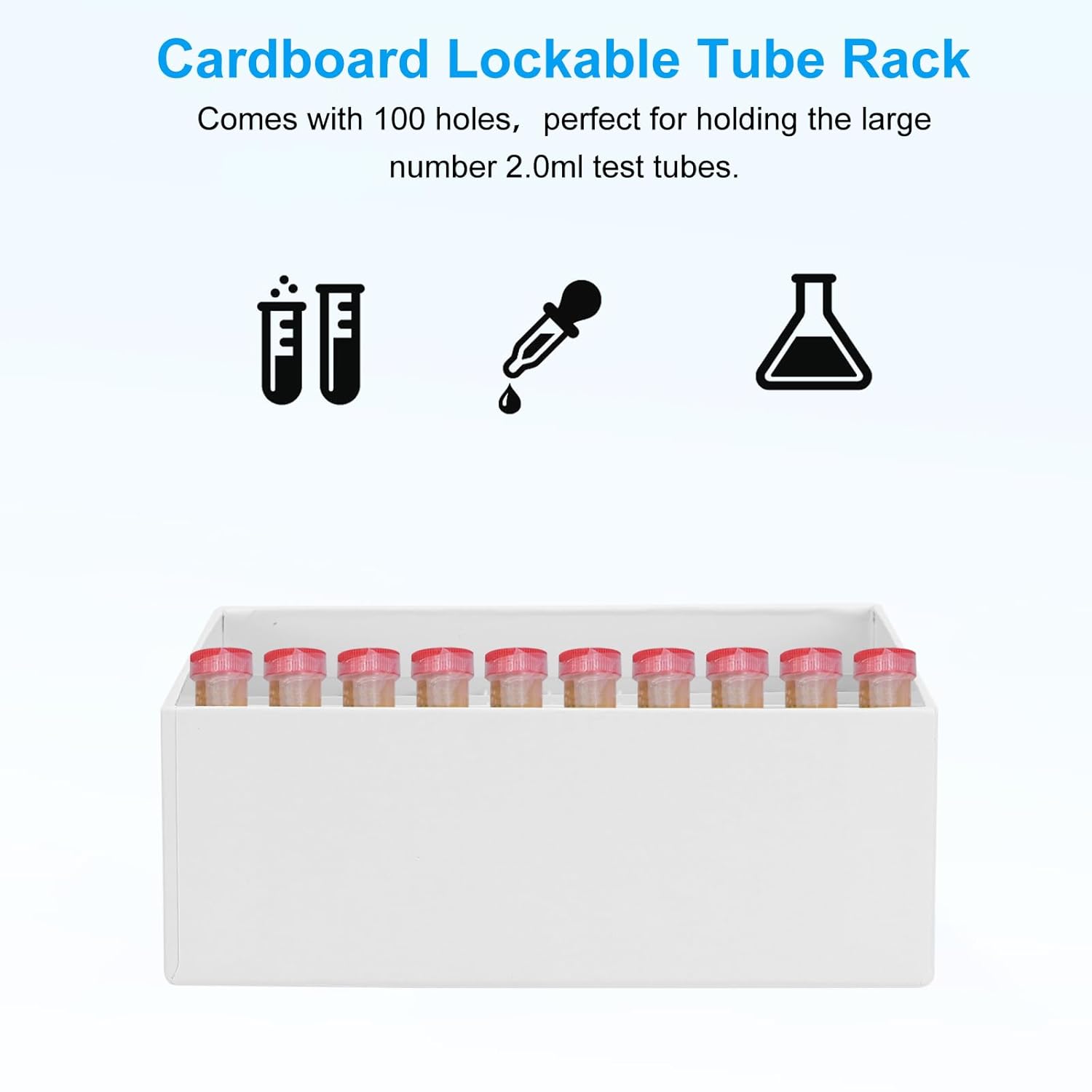 PATIKIL 100 Well Centrifuge Tube Freezer Storage Box, 6 Pcs Waterproof Cardboard Tube Rack for 0.5ml, 1.5ml, 1.8ml, 2ml Tubes Vials Samples, White
