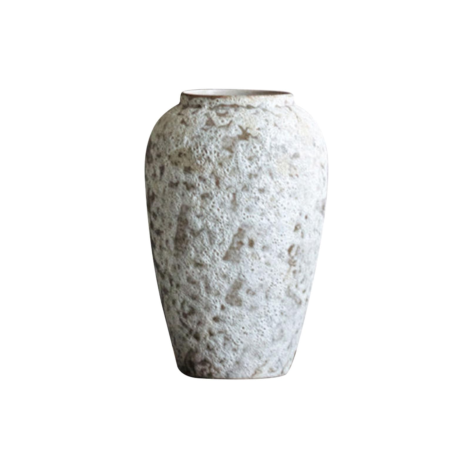 Handmade Rough Vase, Simple Dried Flower Vase, for Living Room Countertop, Study Room, Dining Table, Fireplace, Office, Ceramic, Round(Size:18 * 18 * 30CM,Color:White B)