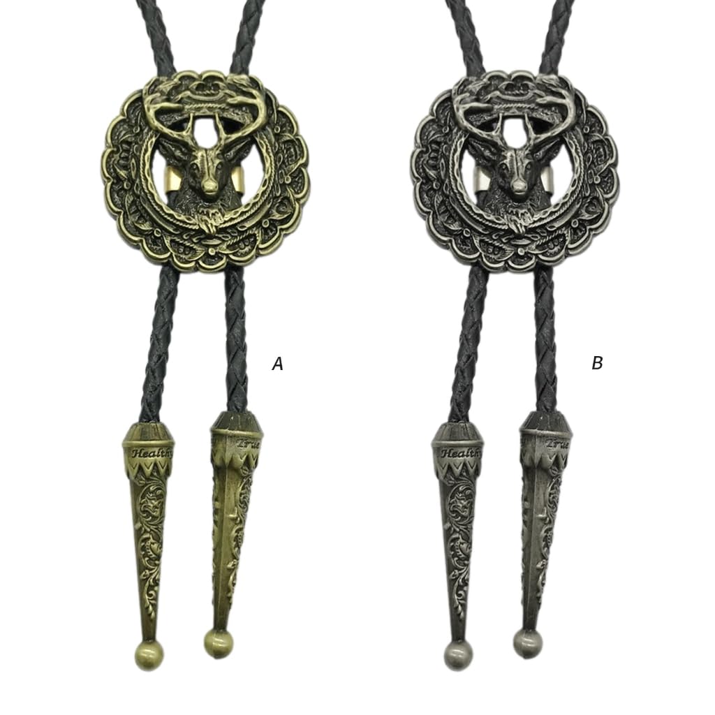 Cravatte da cowboy, Cravatta da cowboy unisex con testa di cervo vintage