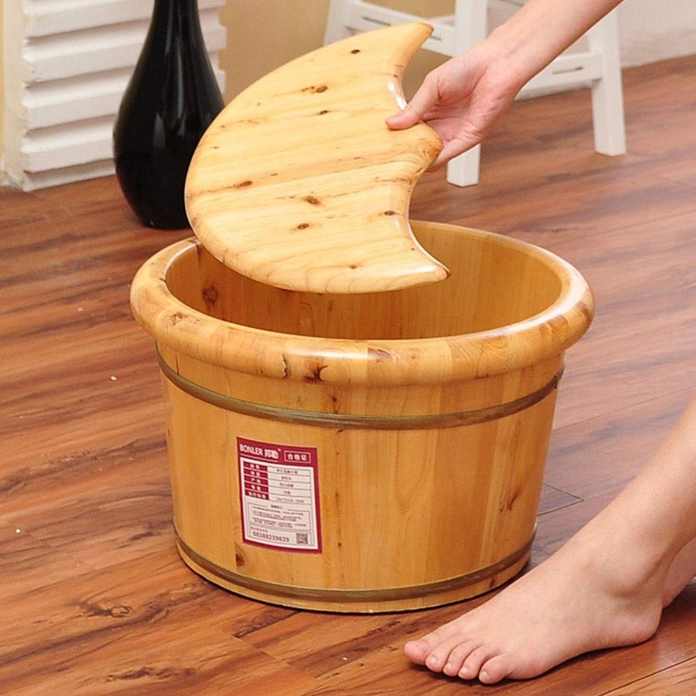 Secchio per pediluvio in legno, pediluvio, vasca idromassaggio, pediluvio per piedi ammollo, secchio per pediluvio con coperchio, secchiello in legno per pedicure, vaschetta per piedi per adulti,