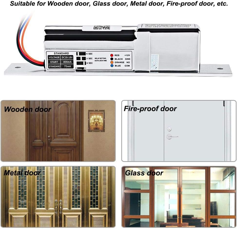 DC10V 18V Electric Mortise Lock, Electric Bolt Lock with Magnetic Feedback , Access Control Loc Suitable for Wooden Door, Glass Door, Metal Door, fire Proof Door, (218B)