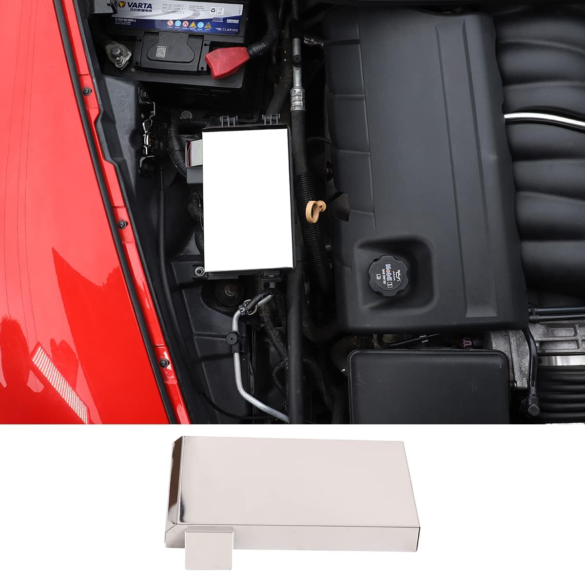 Stainless Engine Bay Side Panel Cover for Chevrolet Corvette C6 2005-2013 Hood Engine Trim,Battery Baffle, Fuse Box,Guide Channel Cover,Engine Interior Accessories (Fuse Box Cover)